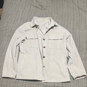 White Corduroy Jacket with Button Front